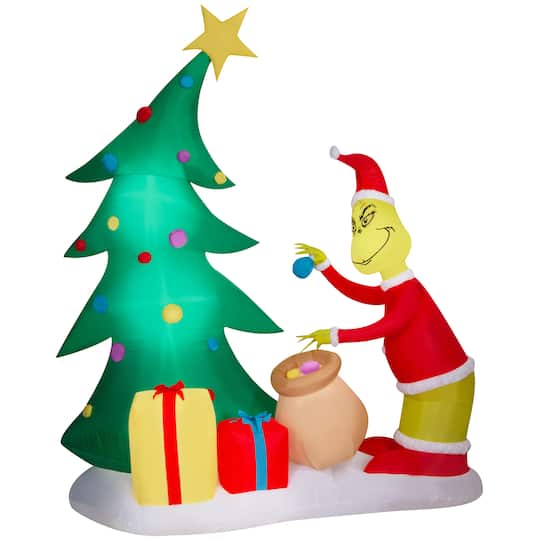 8.5ft. Airblown® Inflatable Christmas Grinch Putting Ornaments on Tree